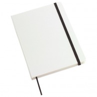 Carnet A5 personnalisé blanc avec élastique de couleur à couverture rigide