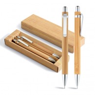  kit stylo bille personnalisé et porte-mine en bambou