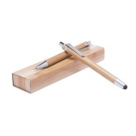 Set stylo à bille personnalisé stylet et porte-mine en bambou