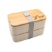 Bento double compartiment avec couvercle en bambou, Lunch box et boîte déjeuner publicitaire