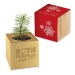 Pot cube bois de bureau de Noël - Design standard - Epicéa - sans gravure laser cadeau d’entreprise