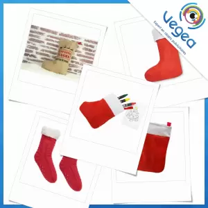 Botte de Noël ou chaussette de Noël publicitaire personnalisée avec votre logo | Goodies Vegea