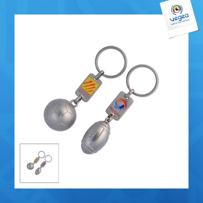 Porte-clés Football En Métal - Lot De 2, Balle De Football 3,5 Cm, Acier Inoxydable Argenté - 5